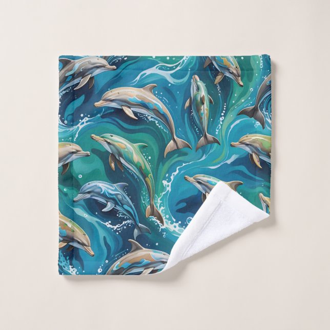 Dolphins swim  bath towel set (Wash Cloth)