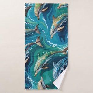 Dolphins swim bath towel set