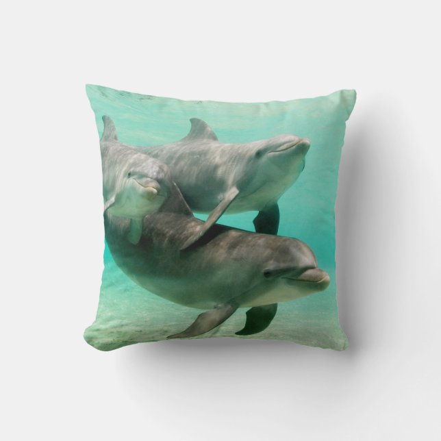 DOLPHINS SWIMMING PILLOW CUSHION (Front)