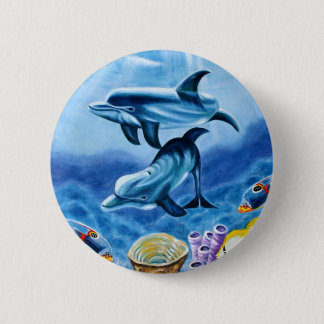 Dolphins Tropical Fish 6 Cm Round Badge
