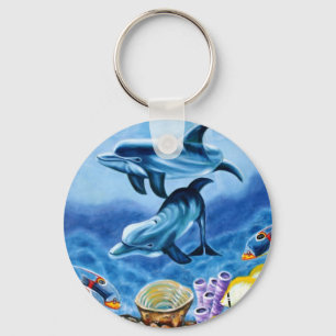 Dolphins Tropical Fish Key Ring