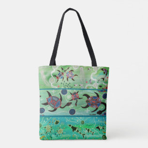 Dolphins & Turtles Aboriginal Tote Bag