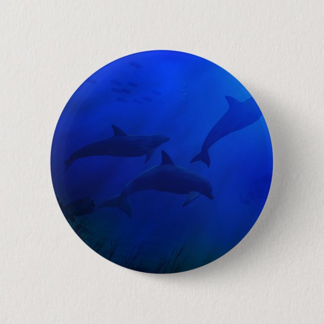 DOLPHINS UNDERWATER 6 CM ROUND BADGE (Front)