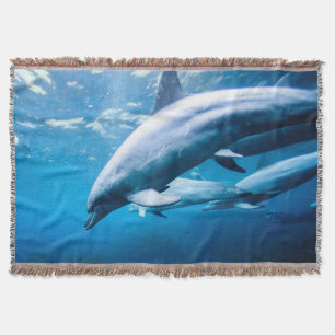 Dolphins Underwater Throw Blanket