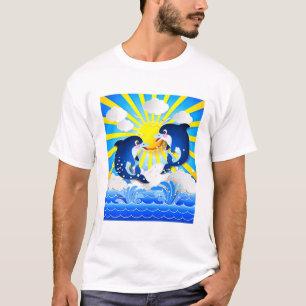 Dolphins with Sun Add Name Text Personalise T-Shirt