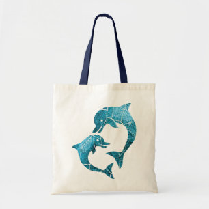 Dolphins Worn Blue Tote Bag