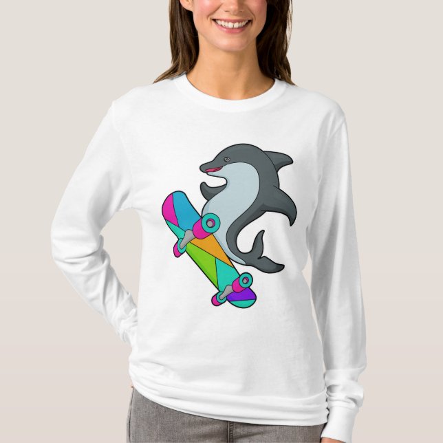 Dolpin as Skater with Skateboard T-Shirt (Front)