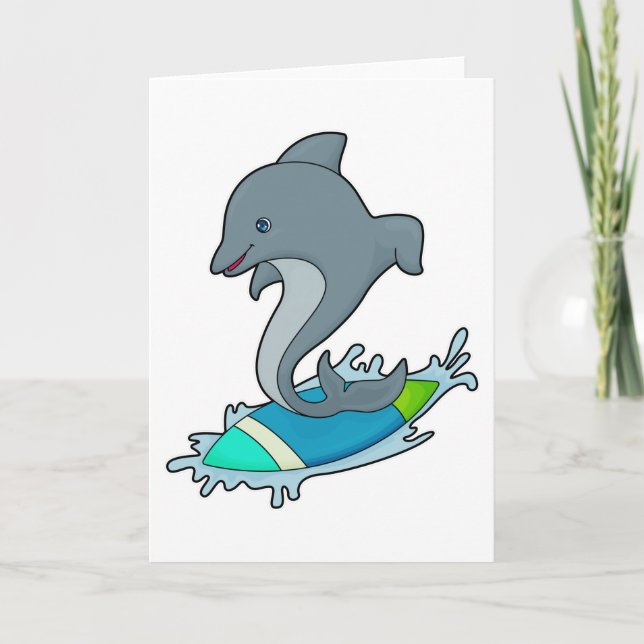 Dolpin as Surfer with Surfboard Card (Front)
