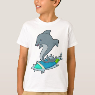 Dolpin as Surfer with Surfboard T-Shirt