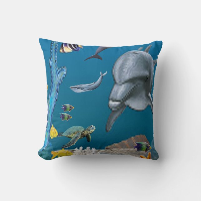 Dolpins art throw pillow (Front)