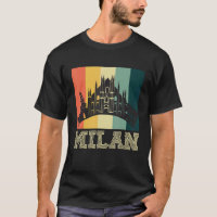 Dom De Milan From Italy In Milan In Retro Skyline