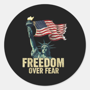Dom Over Fear Statue Of Liberty Flag Graphic  Classic Round Sticker