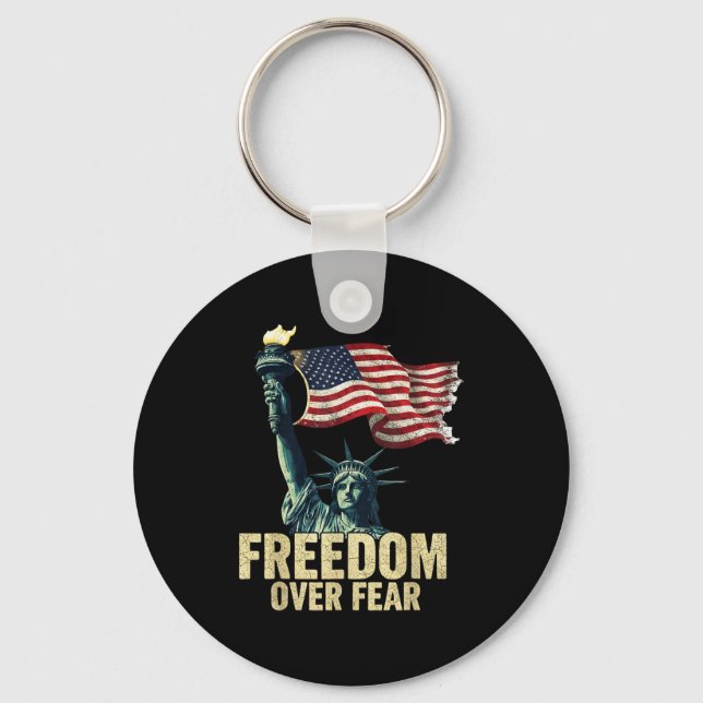 Dom Over Fear Statue Of Liberty Flag Graphic  Key Ring (Front)