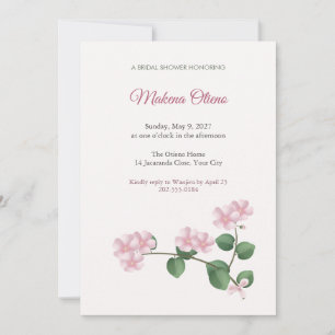 Dombeya Blush Pink Bridal Shower Invitation