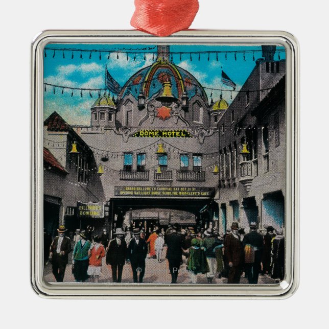 Dome Hotel from Ocean Park Pier Metal Tree Decoration (Front)