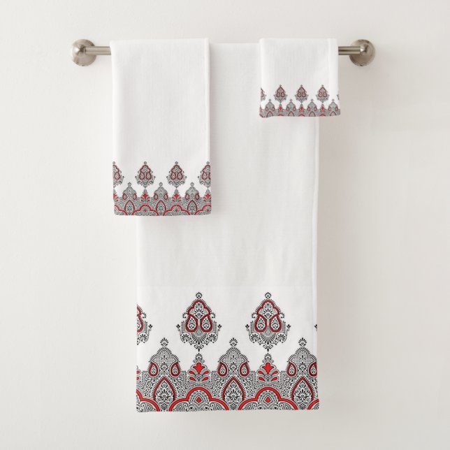 Dome of India Patterned Design Bath Towel Set (Insitu)