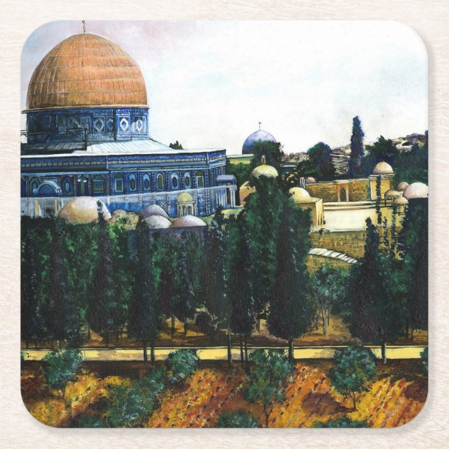 Dome of the Rock, Jerusalem Square Paper Coaster (Front)