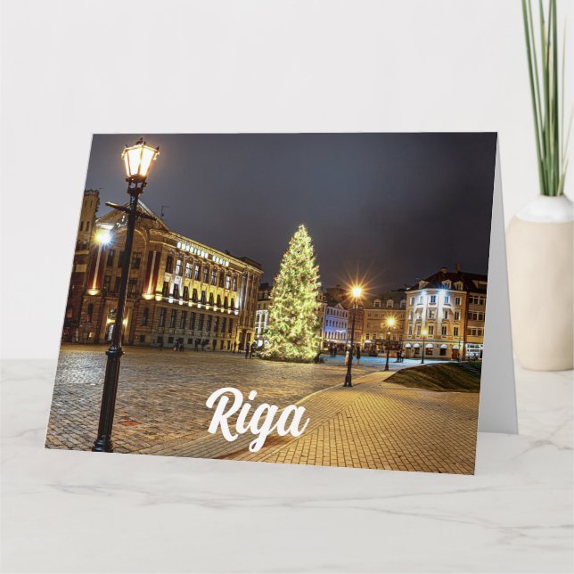 Dome Square with Christmas tree in Riga Card (Front)