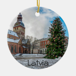 Dome square with Christmas tree in Riga Ceramic Tree Decoration