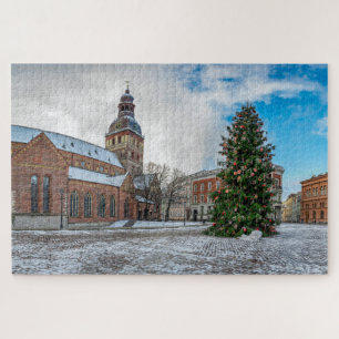 Dome square with Christmas tree in Riga Jigsaw Puzzle