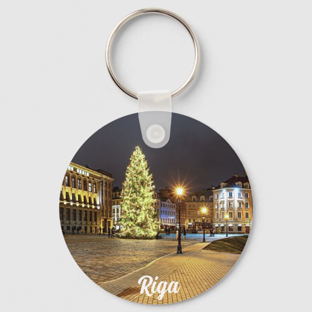 Dome Square with Christmas tree in Riga Key Ring (Front)