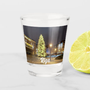 Dome Square with Christmas tree in Riga Shot Glass