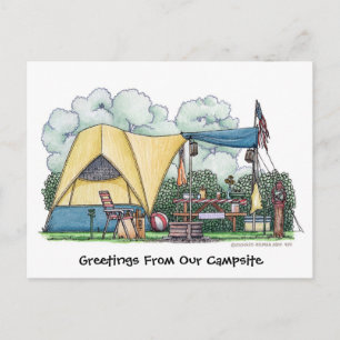 Dome Tent Camper Camping Post Cards