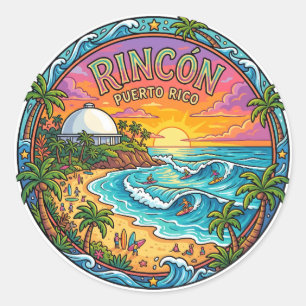 Domes Beach, Rincón Puerto Rico Classic Round Sticker