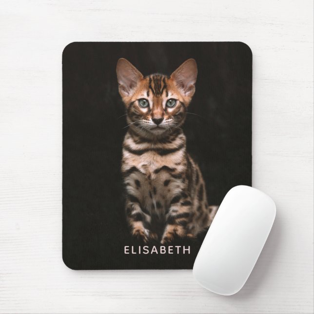 Domestic Cat Kitten Leopard Spots Personalised Mouse Pad (With Mouse)