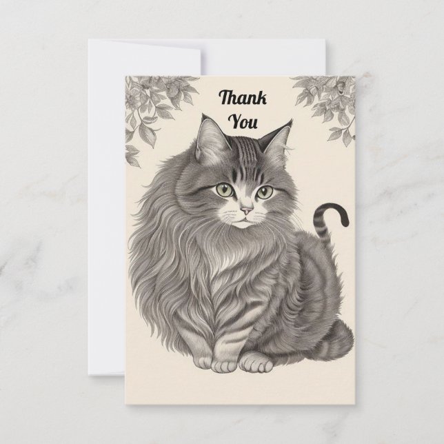 Domestic Cat Thank You Card (Front)