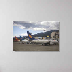 Domestic Chinese jet airliners lined up at Canvas Print