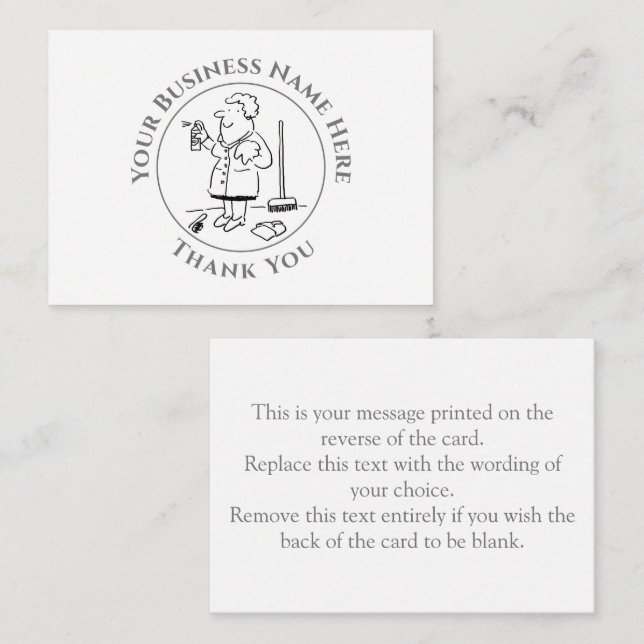 Domestic Cleaner Thank You Note Card (Front/Back)