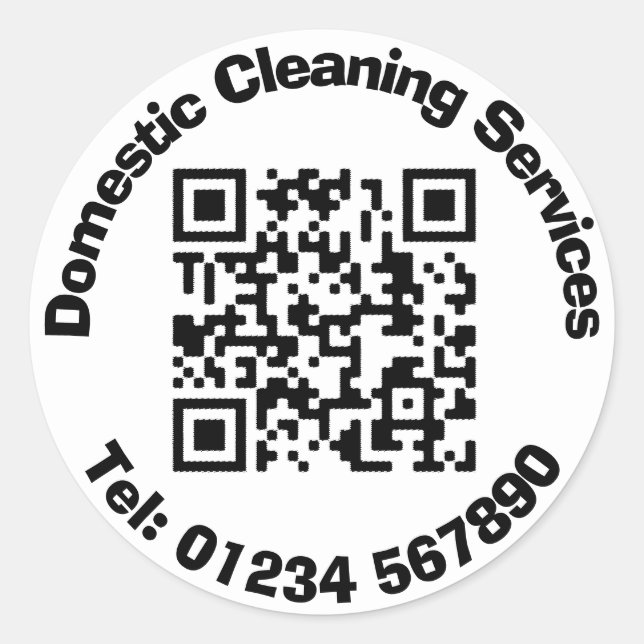 Domestic Cleaning & House Cleaners with QR Code Cl Classic Round Sticker (Front)