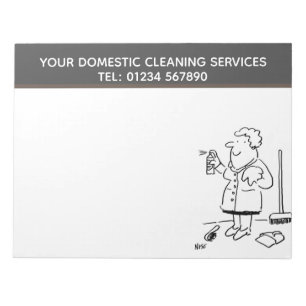 Domestic Cleaning Services Cartoon to Personalise Notepad