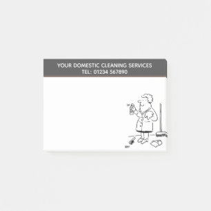 Domestic Cleaning Services Cartoon to Personalise Post-it Notes