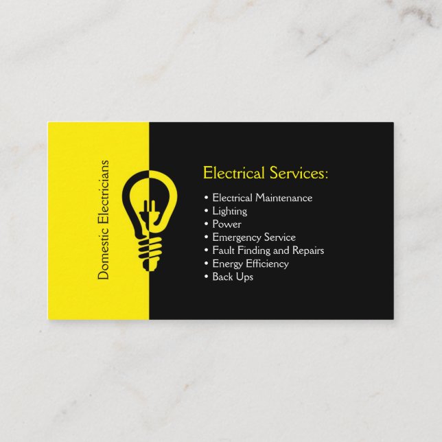 Domestic electricians business card (Back)