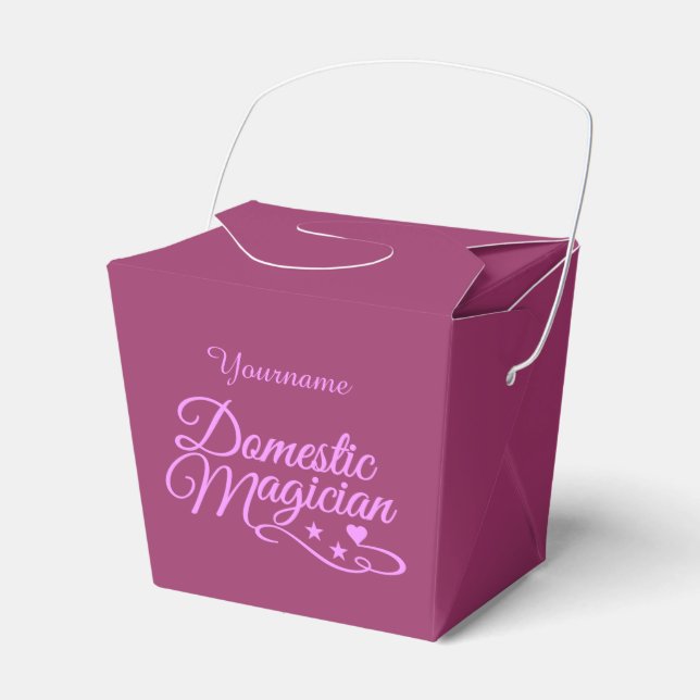 Domestic Magician custom favour boxes (Front Side)