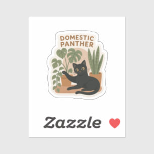 Domestic Panther Sticker Black Cat with Housepla