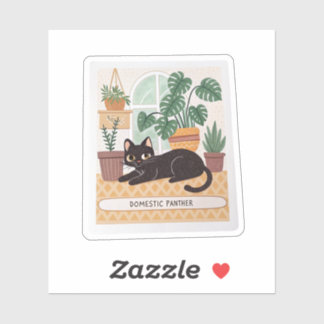 Domestic Panther Sticker | Black Cat with Housepla