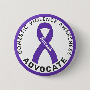 Domestic Violence Advocate Ribbon White Button