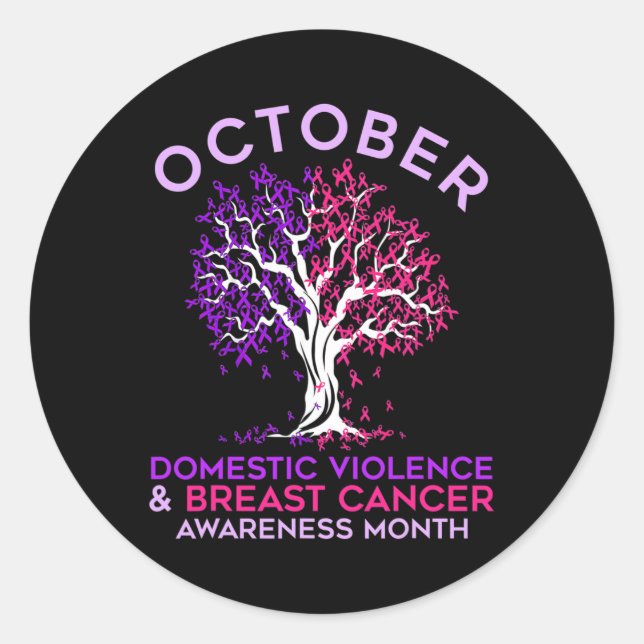Domestic Violence And Breast Cancer Awareness Mont Classic Round Sticker (Front)