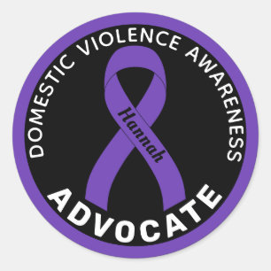 Domestic Violence Awareness Advocate Ribbon Black Classic Round Sticker