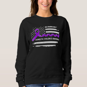 Domestic Violence Awareness American Flag   Purple Sweatshirt