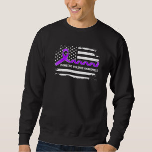 Domestic Violence Awareness American Flag  Purple  Sweatshirt