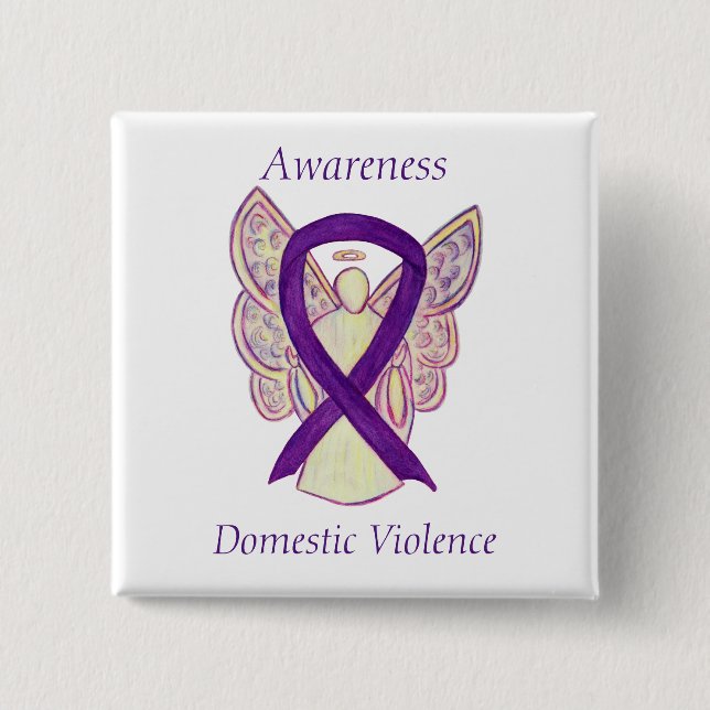 Domestic Violence Awareness Angel Ribbon Pin (Front)