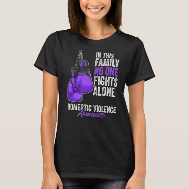Domestic Violence Awareness Month Gloves Purple Ri T-Shirt (Front)