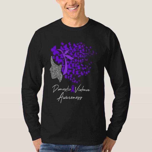 Domestic Violence Awareness  Purple Butterflies T-Shirt (Front)
