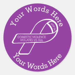 Domestic Violence Awareness Ribbon Custom Classic Round Sticker
