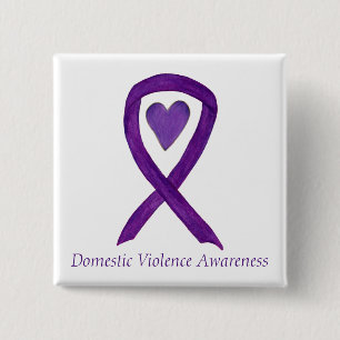 Domestic Violence Awareness Ribbon Heart Art Pins
