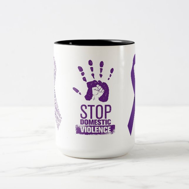 Domestic Violence Awareness  Two-Tone Coffee Mug (Center)